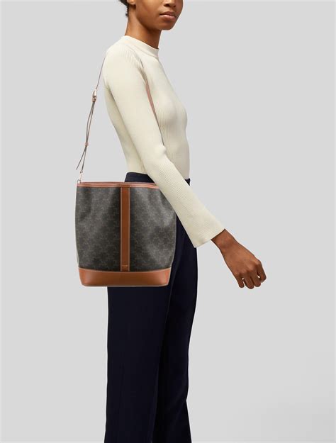 celine triomphe medium size|celine triomphe medium bucket bag.